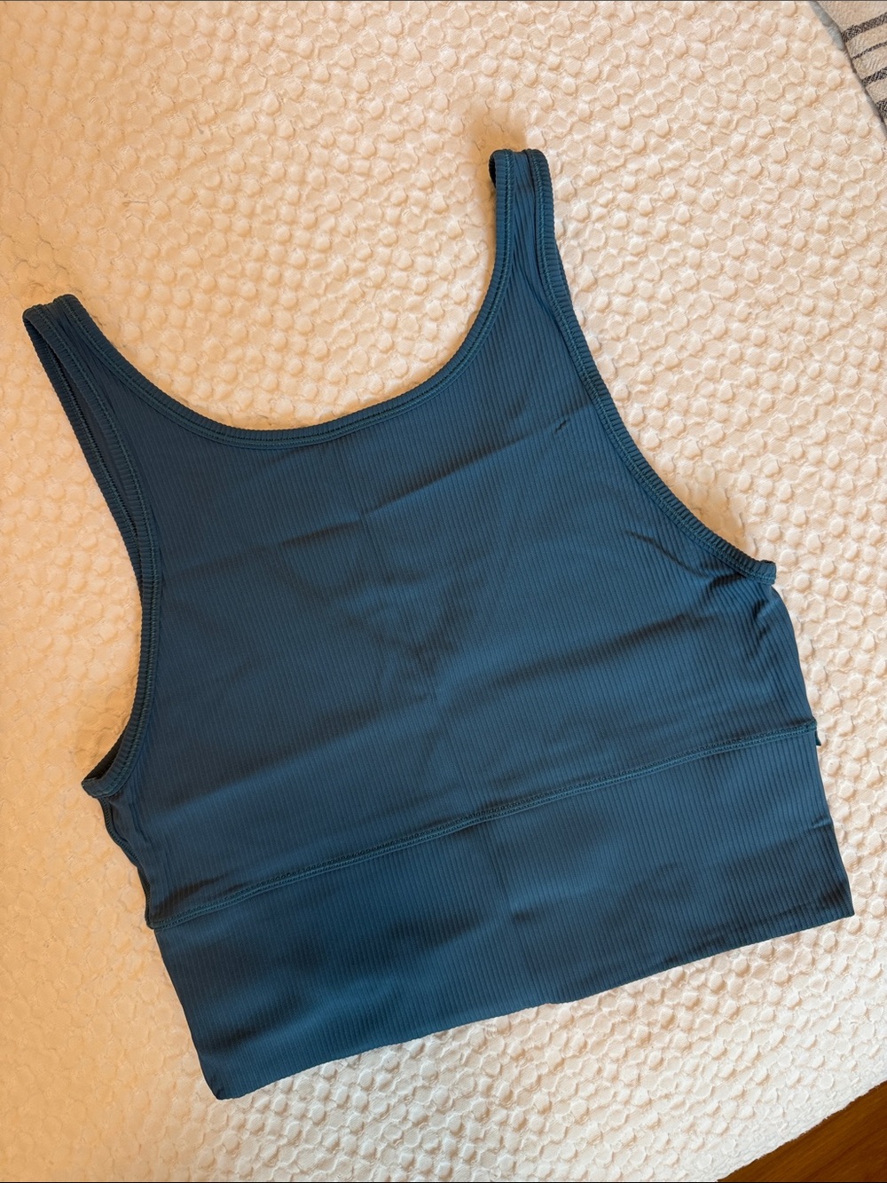lululemon athletica teal ribbed crop tank